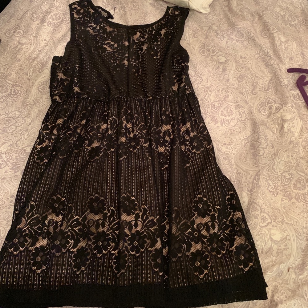 Black/ nude lace mini dress